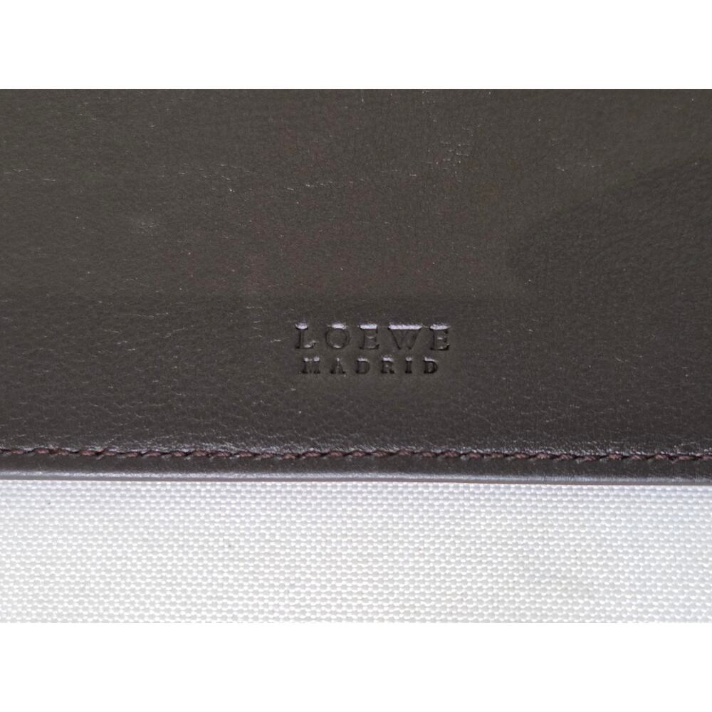 Loewe Brown Suede Anagram Zip Pouch Clutch Leather Auth Spain Lightweight Soft - Picture 5 of 12